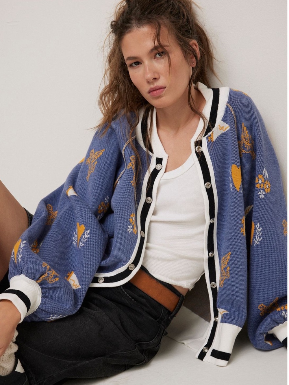 We The Free Dylan Cardi - Patterned Varsity Cardigan Jacket